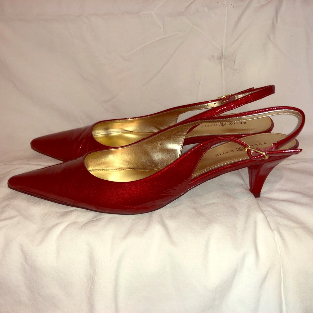 Kelly & Katie red leather sling back heels 9.5